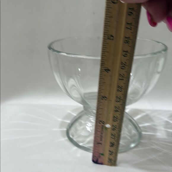 Libby Vintage Clear Glass Ribbed Compote Dessert Dish Scalloped Pedestal 2 Bowls - Picture 4 of 13